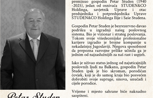 Preminuo Petar Studen, jedan od osnivača Studen&CO Holdinga