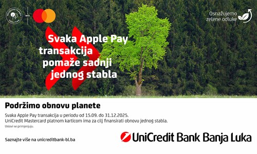 Podržimo obnovu planete: UniCredit Bank Banja Luka nastavlja...