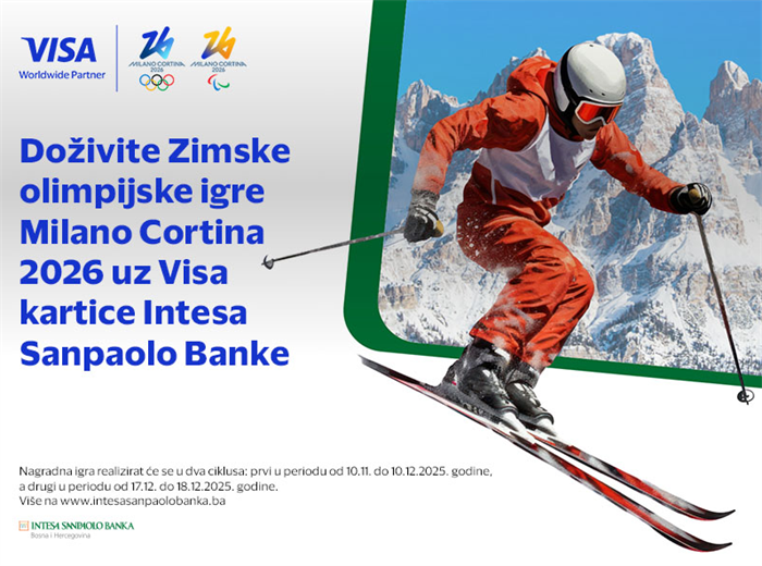 Intesa Sanpaolo Banka i Visa vode vas na Zimske olimpijske igre Milano Cortina 26.