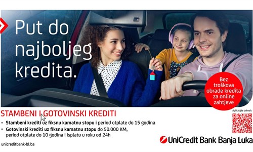 Uz UniCredit banku Banja Luka na putu do najboljeg kredita