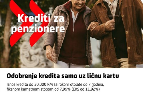 Krediti za penzionere - samo uz ličnu kartu i fiksnu kamatnu stopu