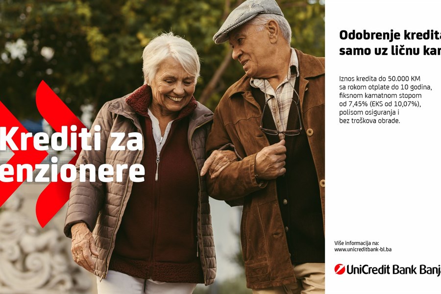 Posebna ponuda UniCredit kredita za penzionere - fiksna kamatna stopa i...