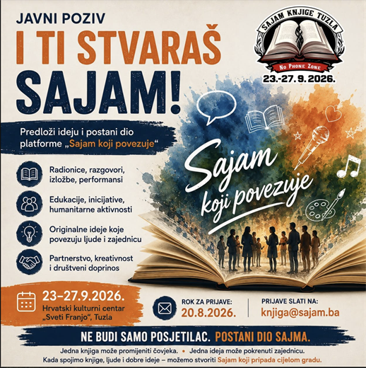 Sajam knjige Tuzla 2026. krajem septembra