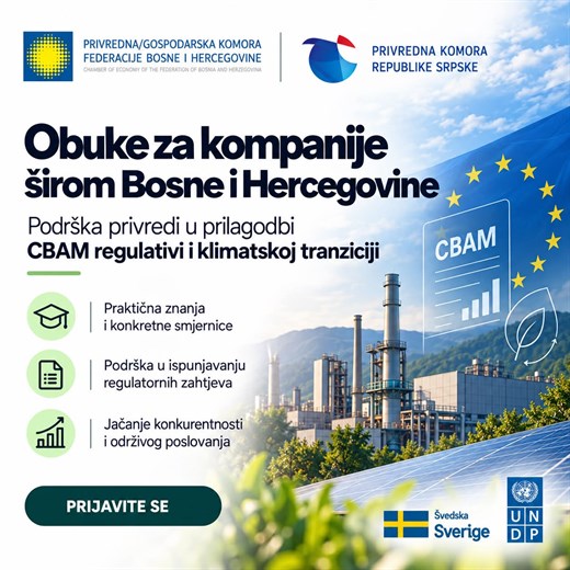 Nastavlja se ciklus obuka o CBAM regulativi: Naredna dvodnevna radionica 3. i 4. novembra u Širokom Brijegu